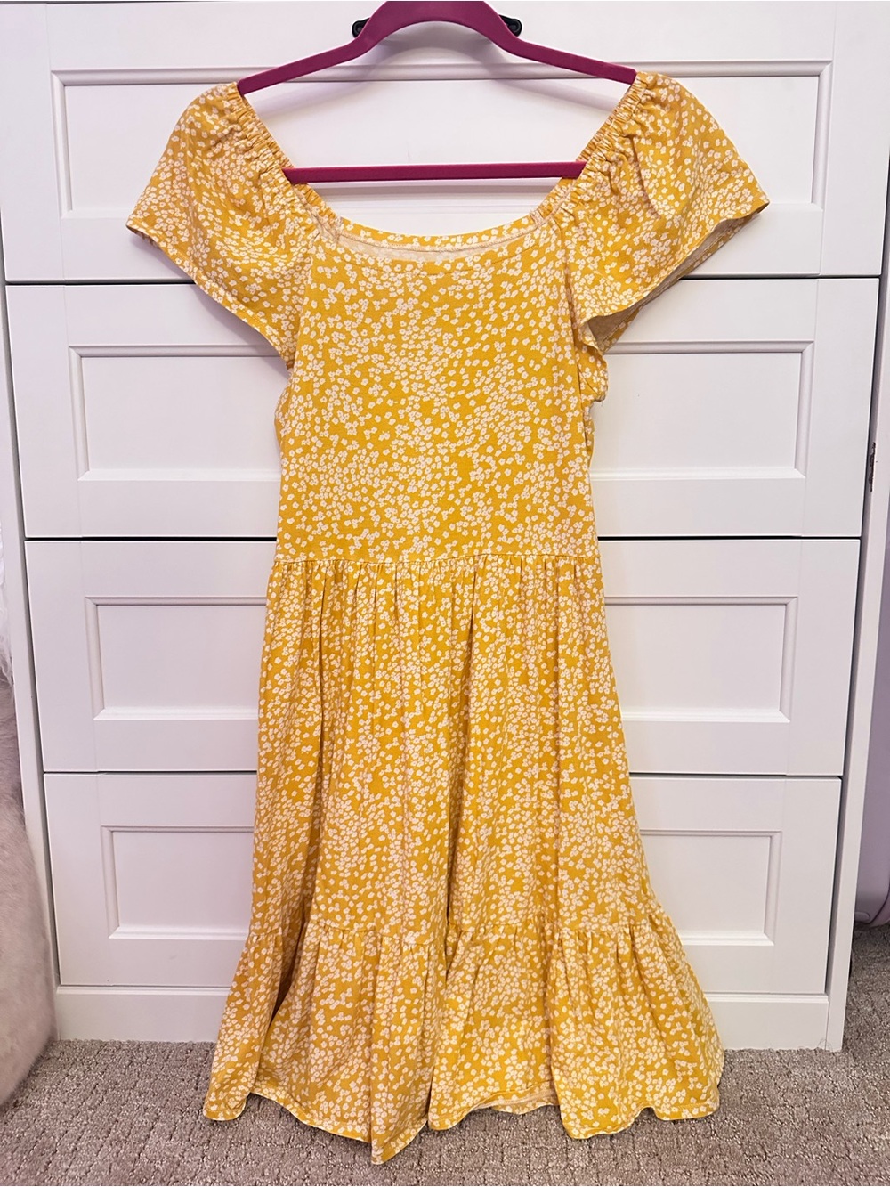 Melrose and Market Yellow Ditsy Floral Ruffle Mini Dress